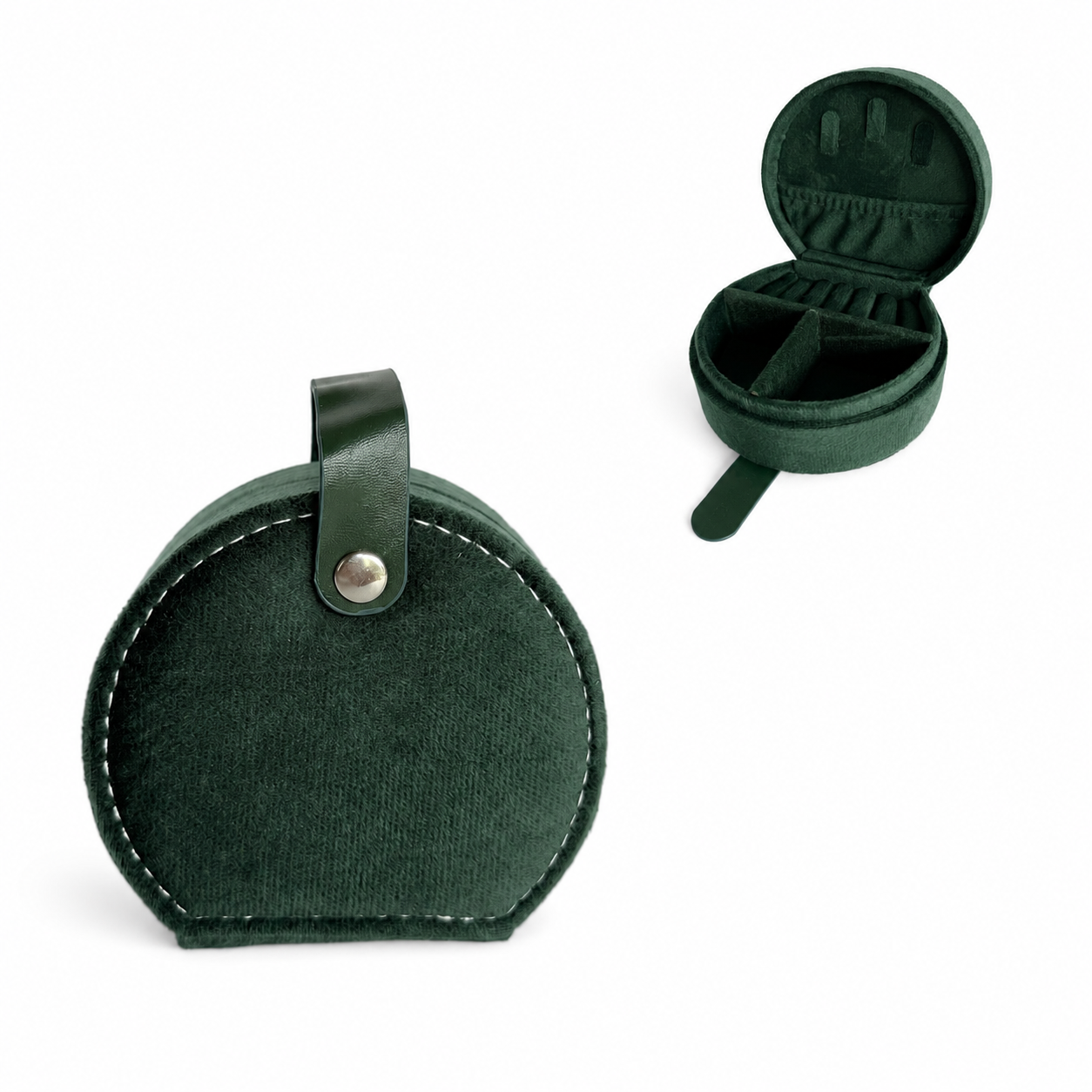 Velour Round Jewelry Box 💚